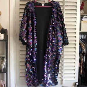 I heart raves sequin multi color kimono one size